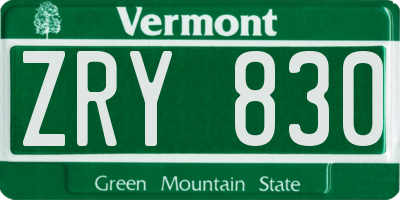 VT license plate ZRY830