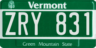 VT license plate ZRY831