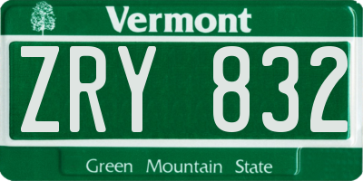 VT license plate ZRY832