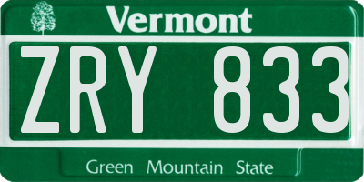 VT license plate ZRY833
