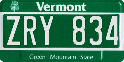 VT license plate ZRY834