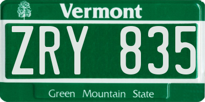 VT license plate ZRY835