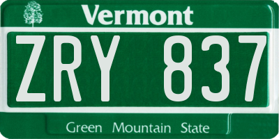 VT license plate ZRY837
