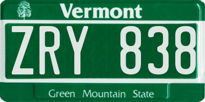 VT license plate ZRY838