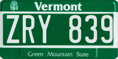 VT license plate ZRY839