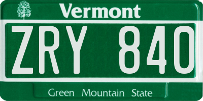 VT license plate ZRY840