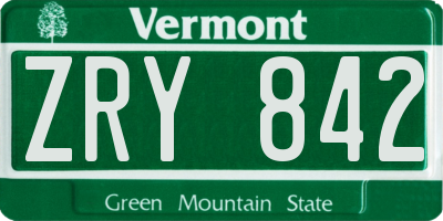 VT license plate ZRY842