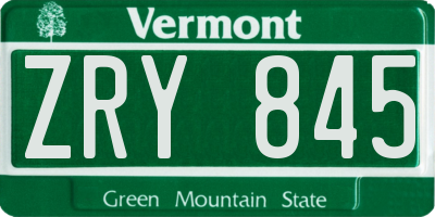 VT license plate ZRY845