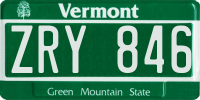 VT license plate ZRY846
