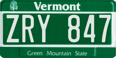 VT license plate ZRY847