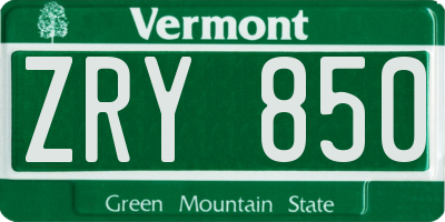 VT license plate ZRY850