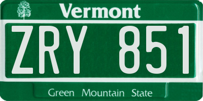 VT license plate ZRY851