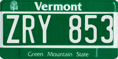 VT license plate ZRY853