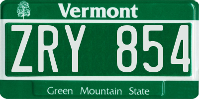 VT license plate ZRY854