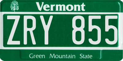 VT license plate ZRY855