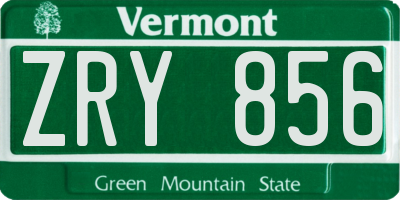 VT license plate ZRY856