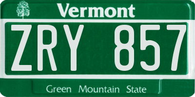 VT license plate ZRY857