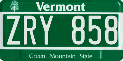 VT license plate ZRY858