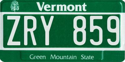 VT license plate ZRY859
