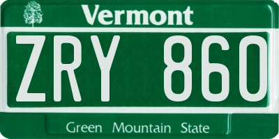 VT license plate ZRY860