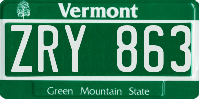 VT license plate ZRY863