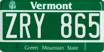VT license plate ZRY865