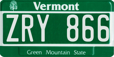 VT license plate ZRY866