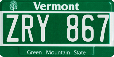 VT license plate ZRY867