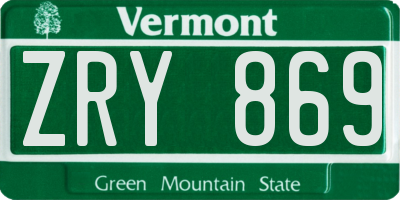 VT license plate ZRY869