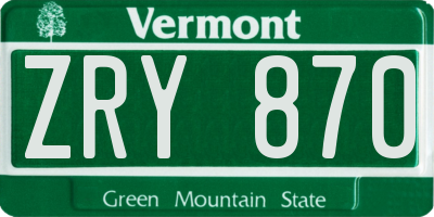 VT license plate ZRY870