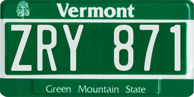 VT license plate ZRY871