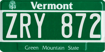 VT license plate ZRY872