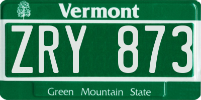 VT license plate ZRY873