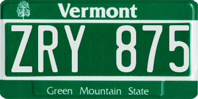 VT license plate ZRY875