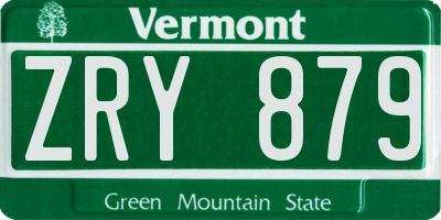 VT license plate ZRY879