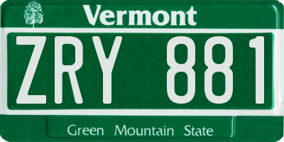 VT license plate ZRY881