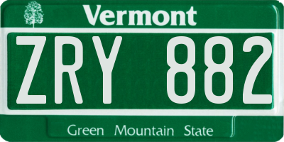 VT license plate ZRY882