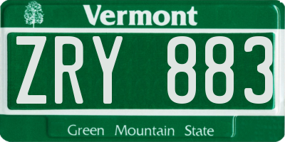 VT license plate ZRY883
