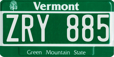 VT license plate ZRY885