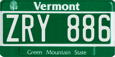 VT license plate ZRY886