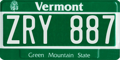 VT license plate ZRY887
