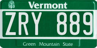 VT license plate ZRY889