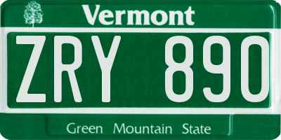 VT license plate ZRY890