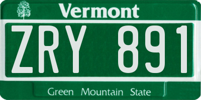 VT license plate ZRY891