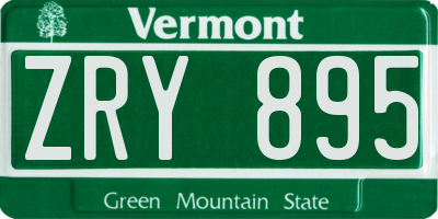 VT license plate ZRY895