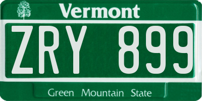 VT license plate ZRY899