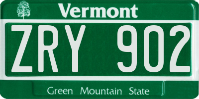 VT license plate ZRY902