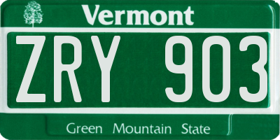 VT license plate ZRY903