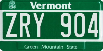 VT license plate ZRY904