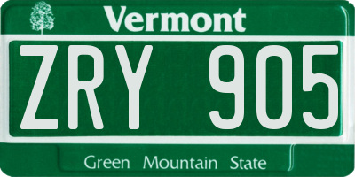 VT license plate ZRY905